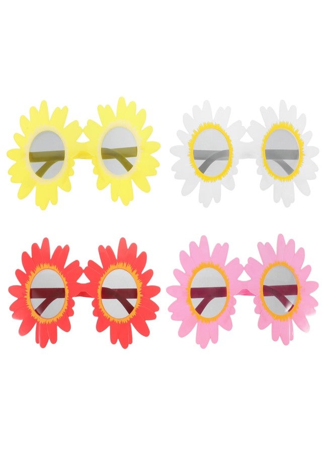 PACKOVE 4pcs Flower Sunglasses Plastic Glasses Cosplay Funny Party Sunflower Eye Hawaiian Dance Accessories Funny Round Party Sunflower - Image 1