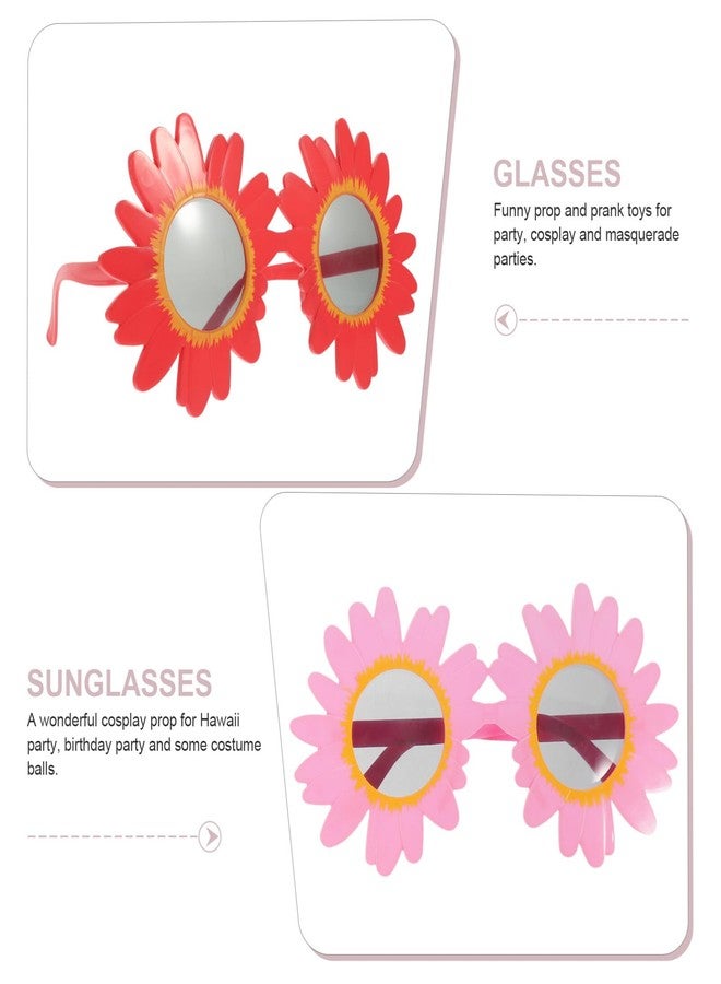 PACKOVE 4pcs Flower Sunglasses Plastic Glasses Cosplay Funny Party Sunflower Eye Hawaiian Dance Accessories Funny Round Party Sunflower - Image 4