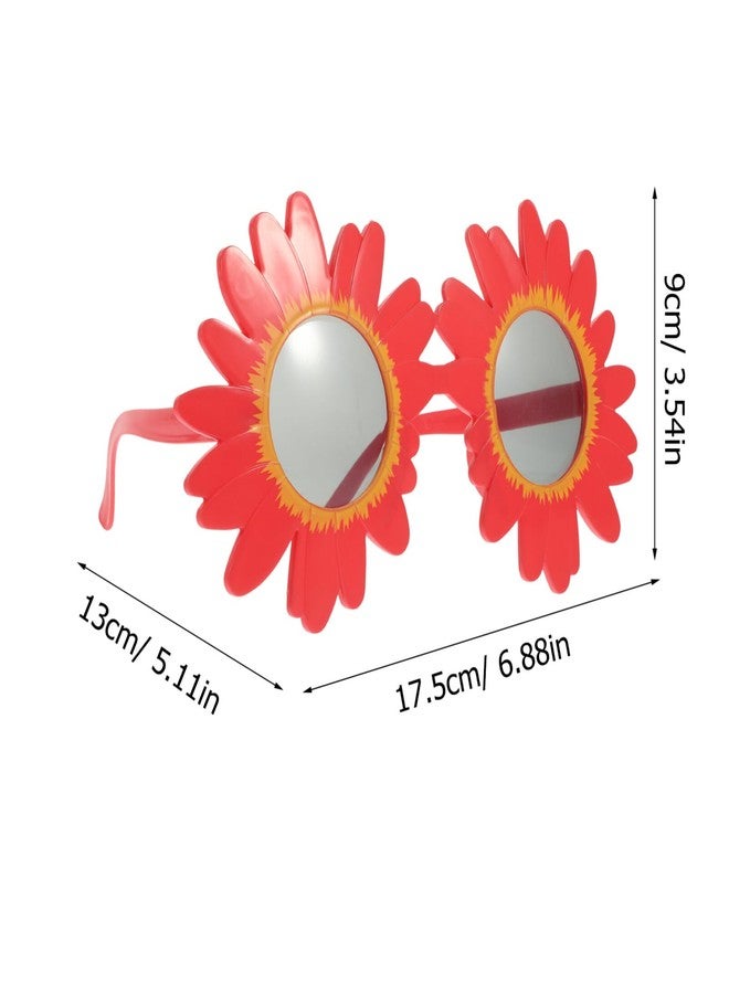 PACKOVE 4pcs Flower Sunglasses Plastic Glasses Cosplay Funny Party Sunflower Eye Hawaiian Dance Accessories Funny Round Party Sunflower - Image 3