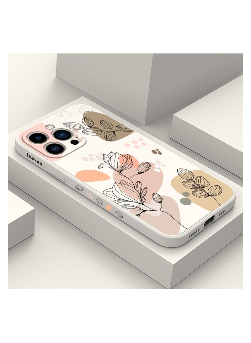 غطاء هاتف iPhone 13 Pro Max بتصميم زهرة فراشة فضائية لطيفة، مع بطانة من الألياف الدقيقة الناعمة وهيكل سائل سيليكون رفيع. الغطاء متوفر باللون الأبيض. - Image 1