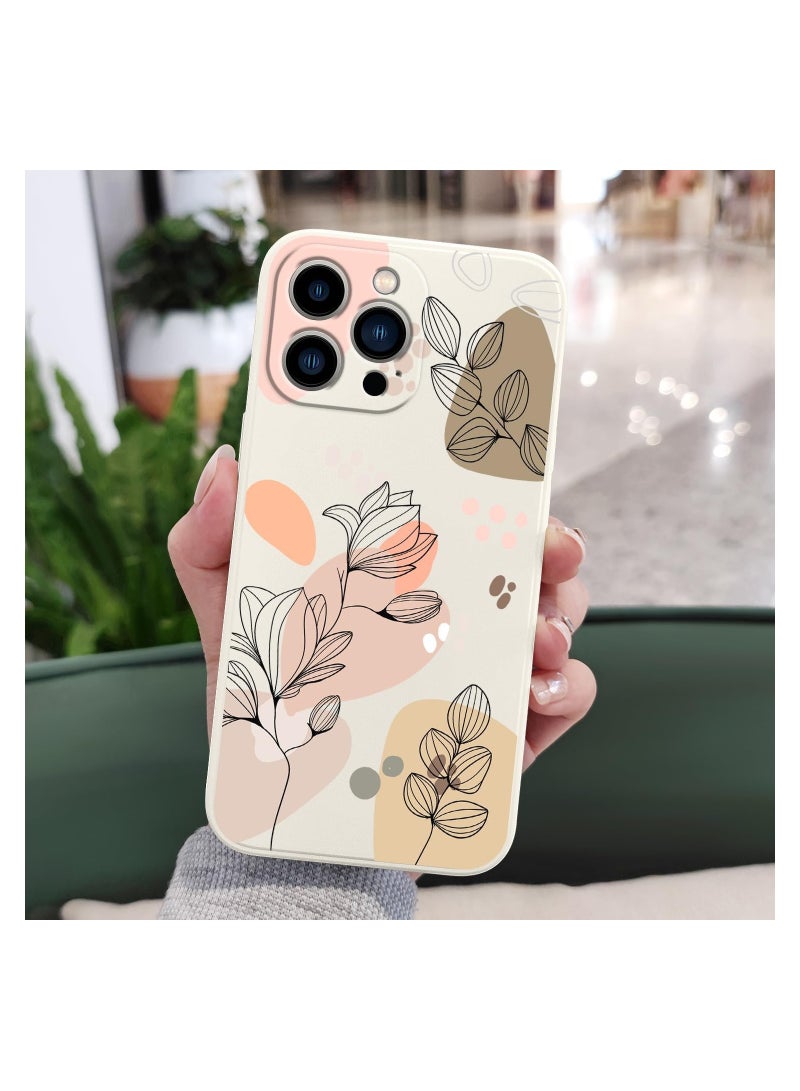 غطاء هاتف iPhone 13 Pro Max بتصميم زهرة فراشة فضائية لطيفة، مع بطانة من الألياف الدقيقة الناعمة وهيكل سائل سيليكون رفيع. الغطاء متوفر باللون الأبيض. - Image 2