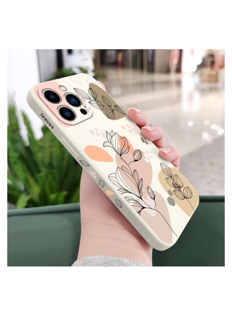 غطاء هاتف iPhone 13 Pro Max بتصميم زهرة فراشة فضائية لطيفة، مع بطانة من الألياف الدقيقة الناعمة وهيكل سائل سيليكون رفيع. الغطاء متوفر باللون الأبيض. - Image 3