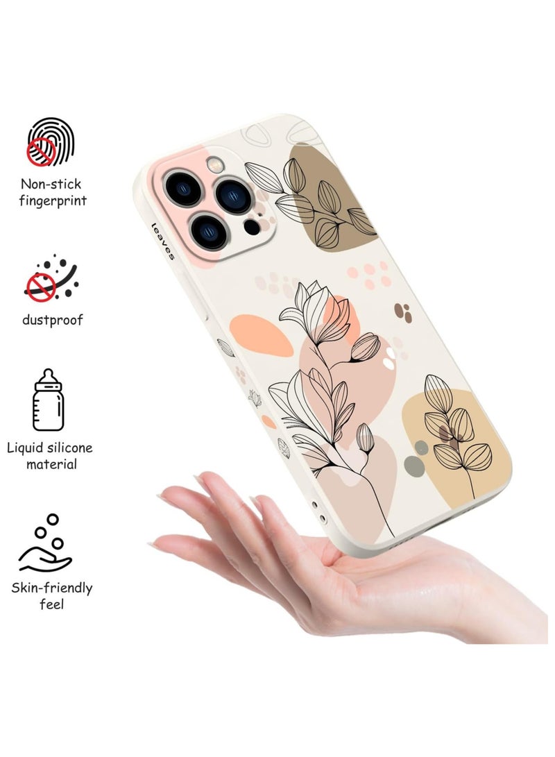 غطاء هاتف iPhone 13 Pro Max بتصميم زهرة فراشة فضائية لطيفة، مع بطانة من الألياف الدقيقة الناعمة وهيكل سائل سيليكون رفيع. الغطاء متوفر باللون الأبيض. - Image 4