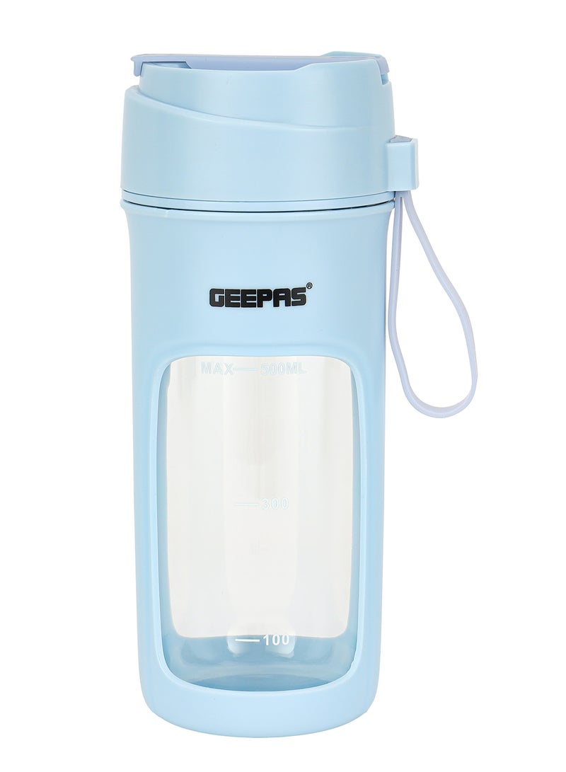 GEEPAS Rechargeable and Portable Juicer- Powerful Copper Motor with Safety Lock Function| Perfect for Juices, Smoothies, Milkshakes| Three Dimensional Blades| 2 Years Warranty 500 ml 50 W GSB44073N Blue - Image 1