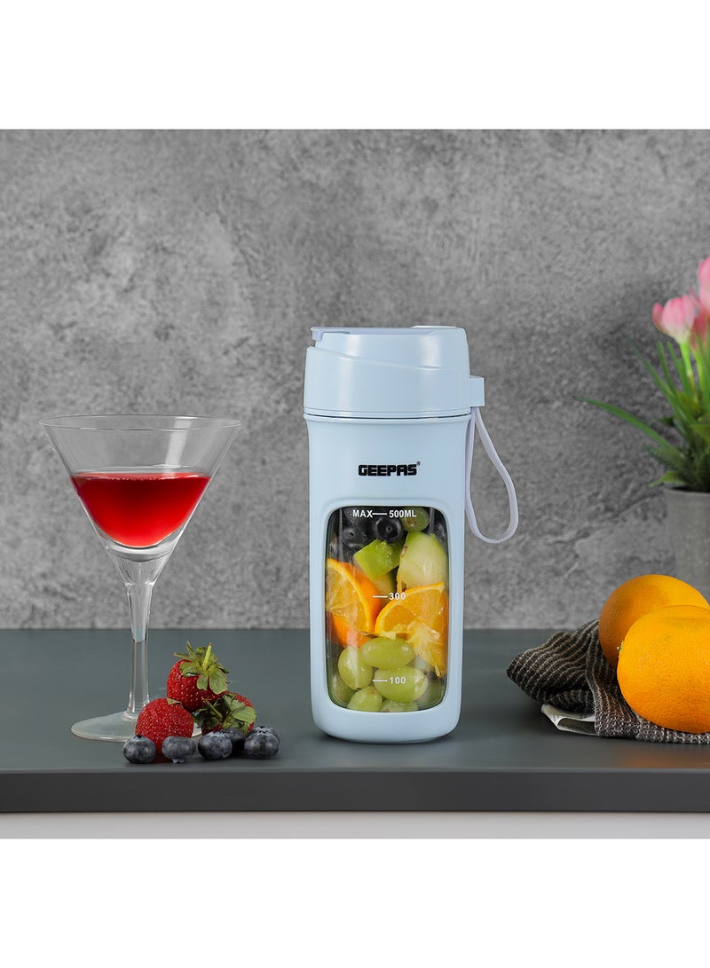 GEEPAS Rechargeable and Portable Juicer- Powerful Copper Motor with Safety Lock Function| Perfect for Juices, Smoothies, Milkshakes| Three Dimensional Blades| 2 Years Warranty 500 ml 50 W GSB44073N Blue - Image 4