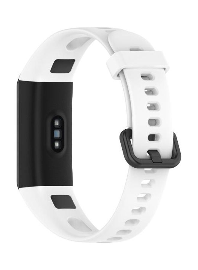 NIBEMINENT Metal Buckle Silicone Strap For Huawei Honor Band 5i and 4 White - Image 2