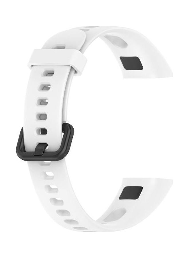 NIBEMINENT Metal Buckle Silicone Strap For Huawei Honor Band 5i and 4 White - Image 3