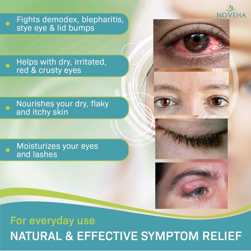NOVEHA Tea Tree Oil Foaming Cleanser - Therapeutic Daily Skincare For For Eyelash & lids, MGD, Stye Eyes, Skin Dryness, Moisturize with Organic Ingredients, For All Skin Types (2 Pack) - Image 4