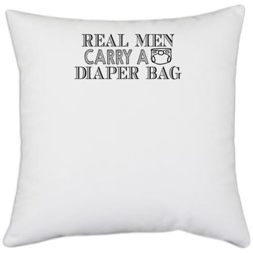 UDNAG UDNAG White Polyester 'Baby | Real Men Carry a Diaper Bag' Pillow Cover [16 Inch X 16 Inch]  - Image 1