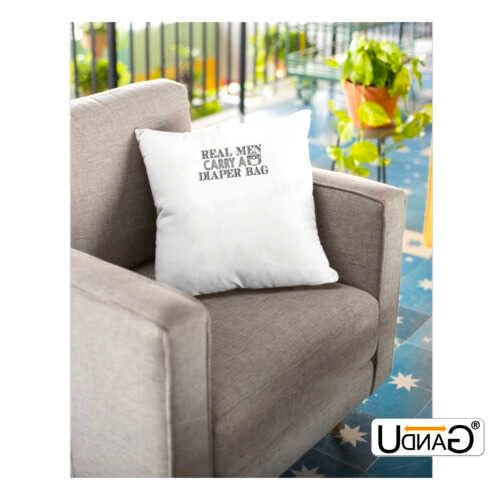 UDNAG UDNAG White Polyester 'Baby | Real Men Carry a Diaper Bag' Pillow Cover [16 Inch X 16 Inch]  - Image 3