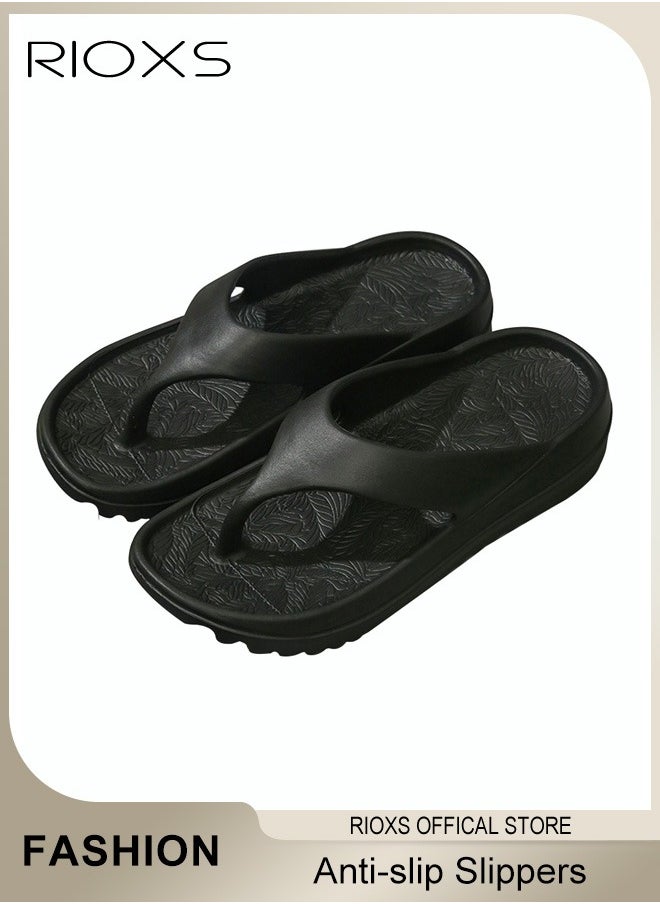 RIOXS - Unisex Flip Flops, Men's And Women's Summer Slide Sandals,Soft Soled Thick Soled Slope Heel Slipper, Anti-slip Bath Shower Slippers, Beach Slides Slippers, House Slipper For Bathroom - Image 1
