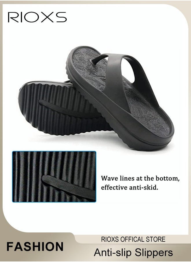 RIOXS - Unisex Flip Flops, Men's And Women's Summer Slide Sandals,Soft Soled Thick Soled Slope Heel Slipper, Anti-slip Bath Shower Slippers, Beach Slides Slippers, House Slipper For Bathroom - Image 1