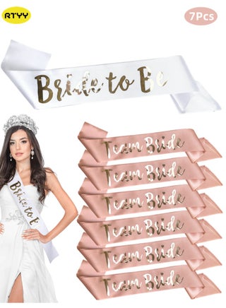 Team Bride Sash Set - 1 White Bride Sash and 6 Rose Gold Team Bride Sash, Bachelorette Party Supplies, Bachelorette Sash, Bridesmaid Sash for Wedding, Engagement, Bridal Shower (7 Pieces) - pzsku/ZCCF1D223FBD53E3CB7F0Z/45/_/1731481574/7e808980-21ba-4698-b9d4-b3b5ee5b3cd7