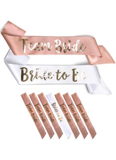 RTYY Team Bride Sash Set - 1 White Bride Sash and 6 Rose Gold Team Bride Sash, Bachelorette Party Supplies, Bachelorette Sash, Bridesmaid Sash for Wedding, Engagement, Bridal Shower (7 Pieces)  - Image 2