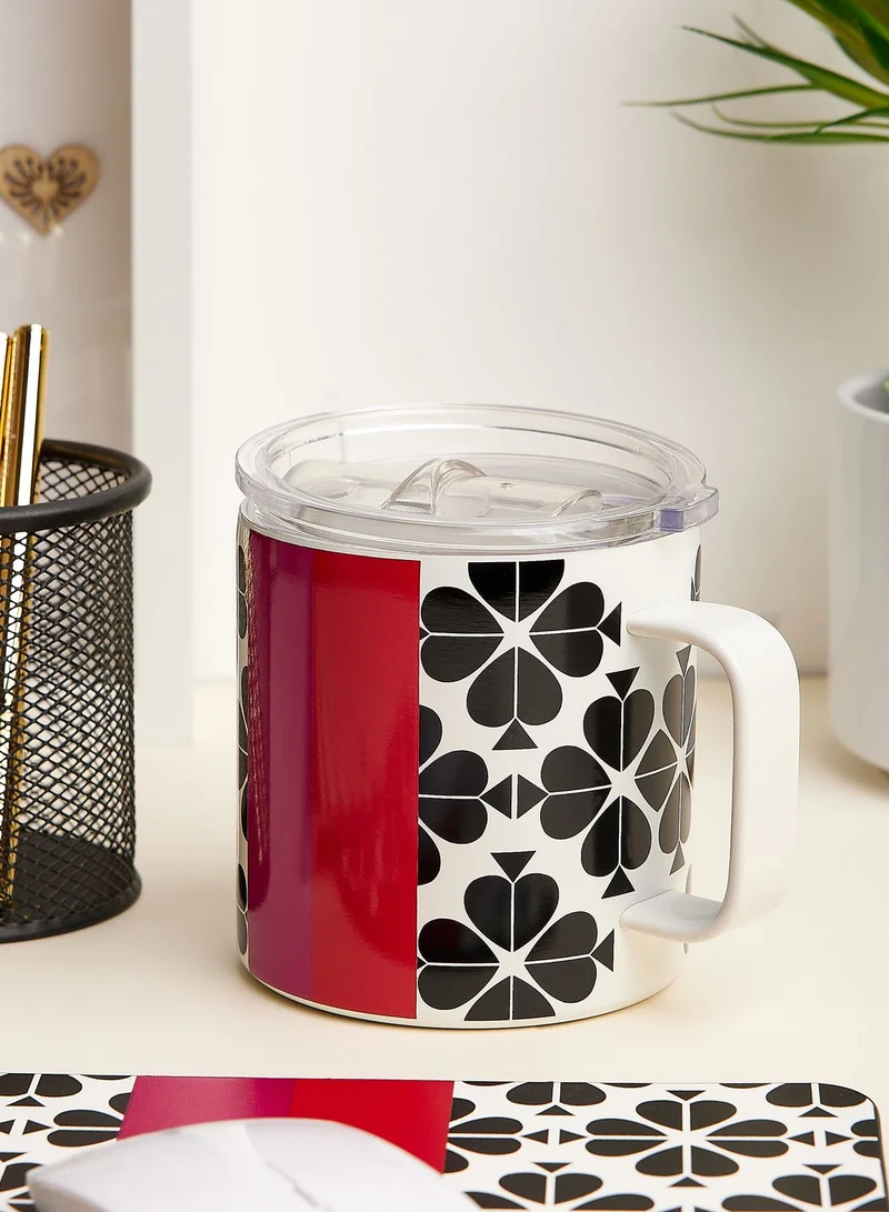 Kate Spade Stainless Steel Coffee Mug, Black Spade Flower
