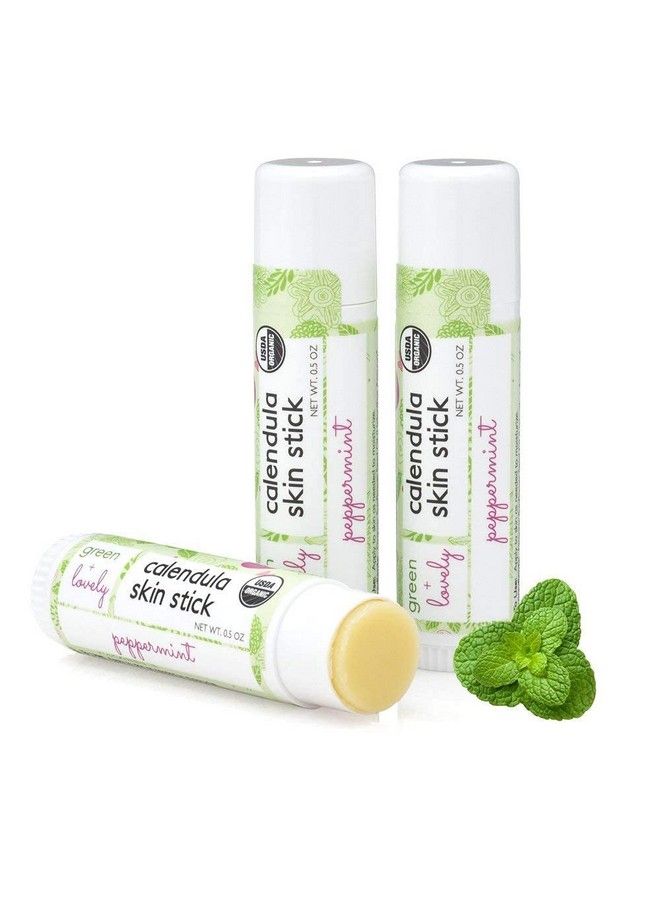 Green + Lovely Calendula Skin Stick Organic Lotion Sticks Moisturizing Balm Ointment Salve Multipurpose Hand Cream Body Bar 0.5 Oz Minty Peppermint (1 Tube) - Image 3