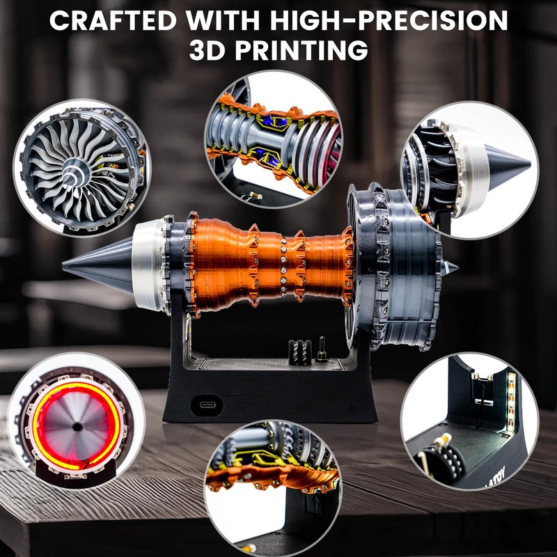 NikolaToy TR900 Turbofan Engine Model Kit â€“ 1:20 Scale Turbojet Aircraft Engine â€“ 3D Printed Mechanical Science Education Toy Aviation Enthusiast Gift â€“ Deluxe Version (Finished) - Image 3