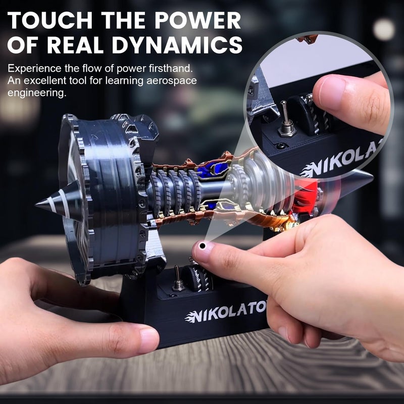 NikolaToy TR900 Turbofan Engine Model Kit â€“ 1:20 Scale Turbojet Aircraft Engine â€“ 3D Printed Mechanical Science Education Toy Aviation Enthusiast Gift â€“ Deluxe Version (Finished) - Image 4