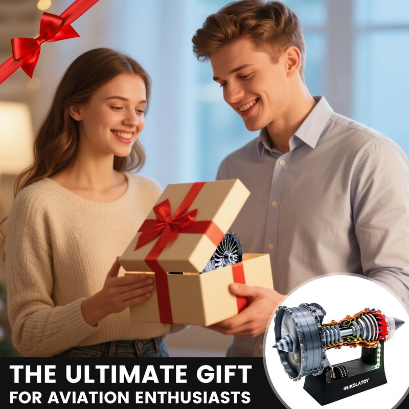 NikolaToy TR900 Turbofan Engine Model Kit â€“ 1:20 Scale Turbojet Aircraft Engine â€“ 3D Printed Mechanical Science Education Toy Aviation Enthusiast Gift â€“ Deluxe Version (Finished) - Image 5