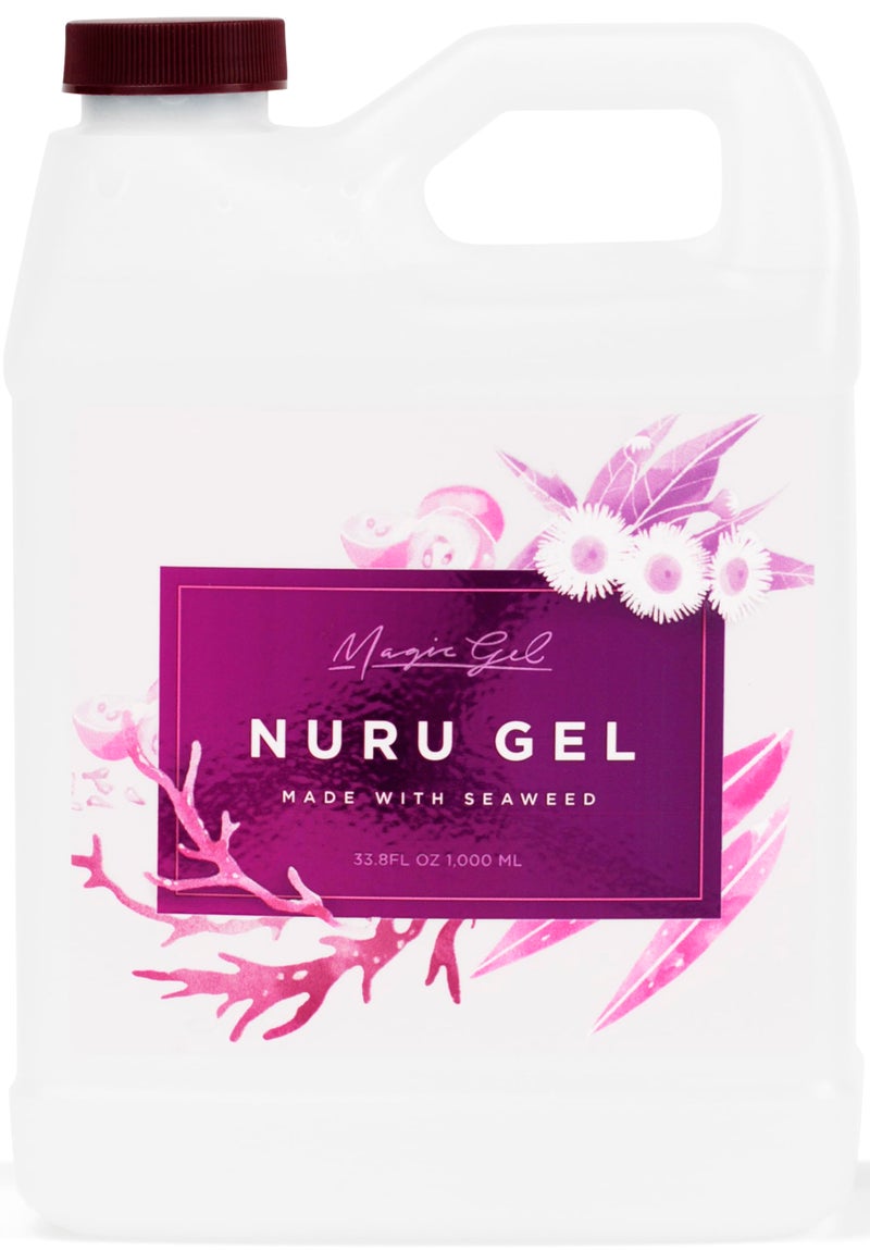 Magic Gel Nuru Massage Therapy Gel 33.8 fl oz – Clear, Fragrance-Free, No Added Flavors – Ultra-Slippery, Stain-Free Massage Gel with Seaweed Extract for Full-Body Glide & Hydrated Skin – Made in USA - Image 1