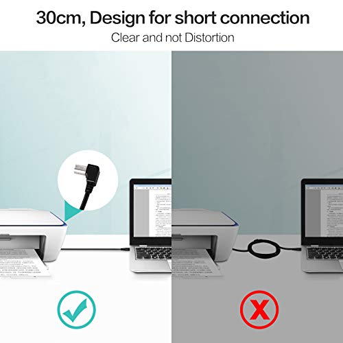 Inovat Haiker Inovat Right Angle Printer Cable USB2.0 A Male Plug to Right Angle USB B Male A/B M/M Printer Scanner Cable 12 Inch(30CM) - Image 3