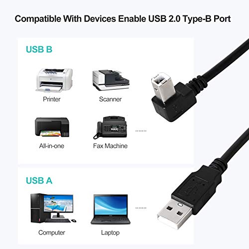 Inovat Haiker Inovat Right Angle Printer Cable USB2.0 A Male Plug to Right Angle USB B Male A/B M/M Printer Scanner Cable 12 Inch(30CM) - Image 5