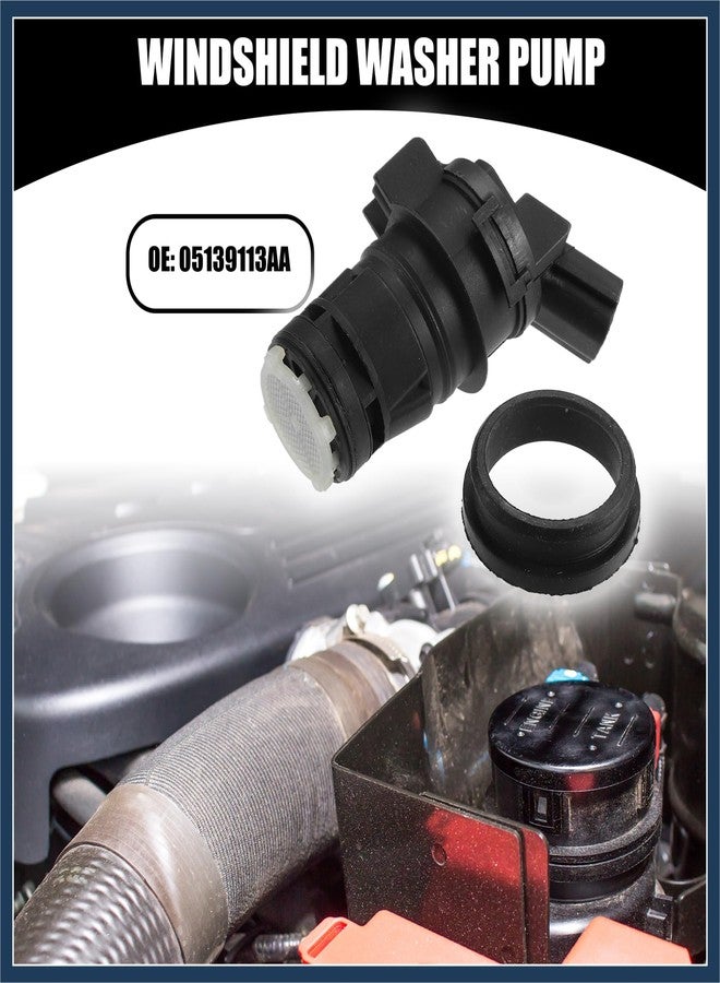 INFINAUTO مضخة غسيل الزجاج الأمامي من إنفينوتو رقم 05139113AA - محرك بديل لمضخة غسيل الزجاج الأمامي للسيارة - لسيارة كرايسلر 300 موديلات 2005-2023، بلاستيك أسود - قطعة واحدة، تصميم أنيق - Image 2