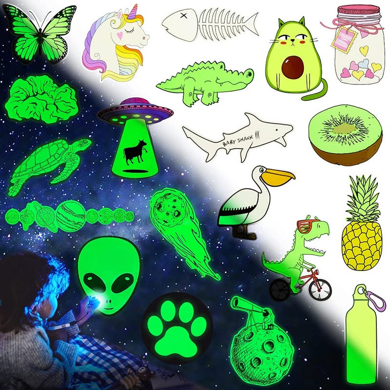 QTL Glow in The Dark Wall Stickers for Kids Glowing Party Supplies Waterproof Vinyl Stickers for Water Bottle Laptop 20Pcs - Image 2