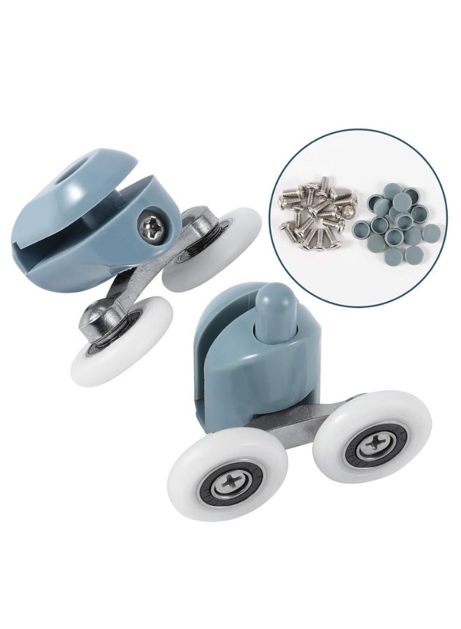 8 Pcs Shower Door Rollers Replacement, 25 Mm Twin Shower Door Rollers Wheels Diameter Aluminum Alloy Top and Bottom Shower Glass Door Pulley Replacement with Anti-Collision Pad - Image 3