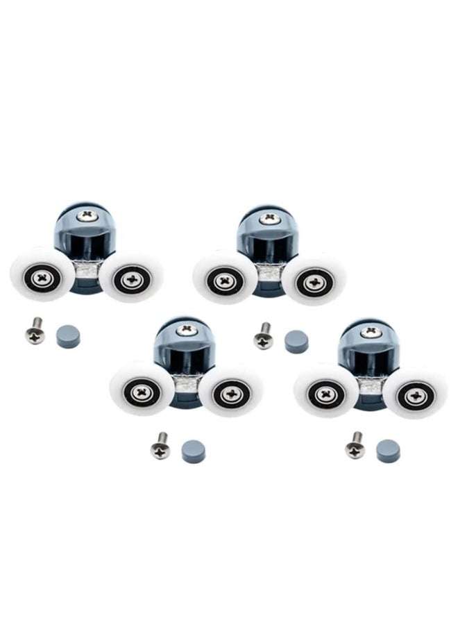 8 Pcs Shower Door Rollers Replacement, 25 Mm Twin Shower Door Rollers Wheels Diameter Aluminum Alloy Top and Bottom Shower Glass Door Pulley Replacement with Anti-Collision Pad - Image 2