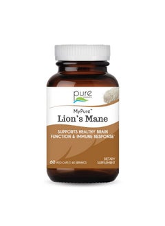 PURE ESSENCE LABS Mypure Lions Mane Organic Mushroom Supplement 100% Real Mushroom Extract For Immune Support Combat Stress Build Energy Best Immune Booster For Men And Women (60 Capsules)  - Image 1