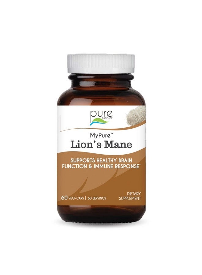 PURE ESSENCE LABS Mypure Lions Mane Organic Mushroom Supplement 100% Real Mushroom Extract For Immune Support Combat Stress Build Energy Best Immune Booster For Men And Women (60 Capsules) - Image 1