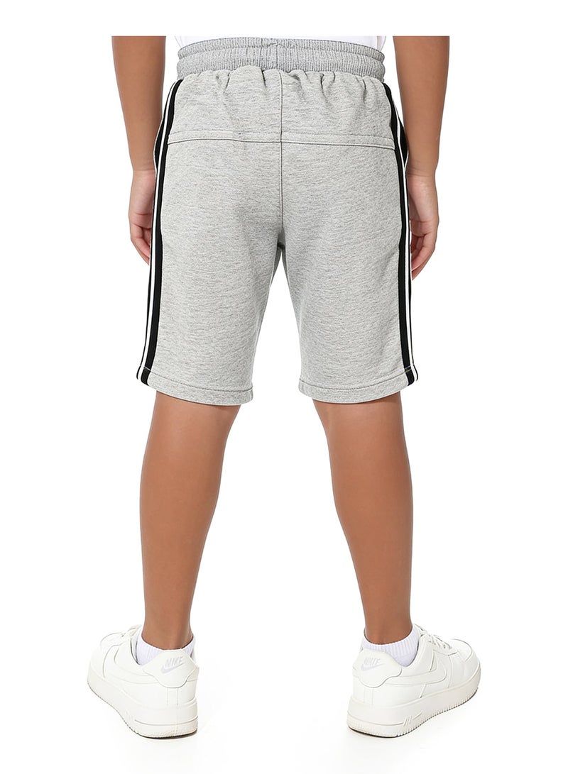Andora Boys Elastic Waist Shorts with Side Lines - Heather Light Grey - Image 3
