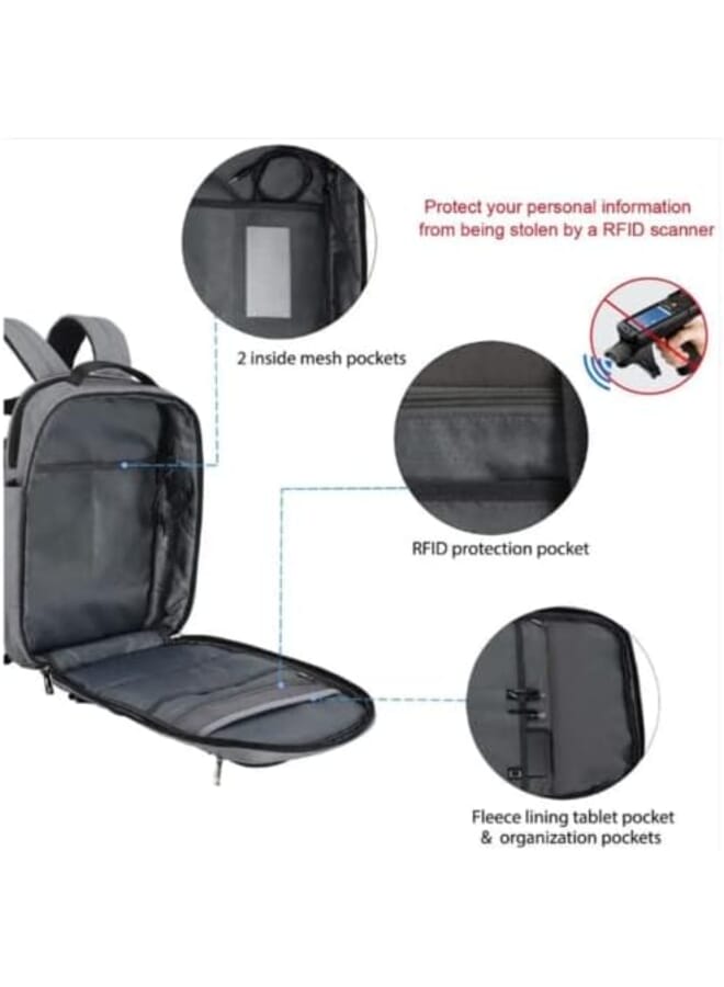 رايتشر حقيبة ظهر للكمبيوتر المحمول للأعمال حقيبة ظهر مقاومة للماء مع شحن USB لحقيبة ظهر للسفر مقاس 15.6 بوصة مع توسيع سعة 30٪ - Image 2