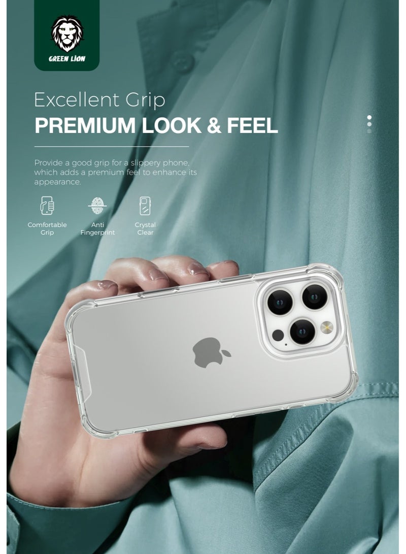 GREEN LION iPhone 16 Pro Max Anti-Shock Case / Anti-Yellowing / Anti Scratch / Anti Fingerprint / Air Cushion Corners / Drop Protection / Hybrid Protection / HD Clarity / Camera Protection - Clear - Image 4