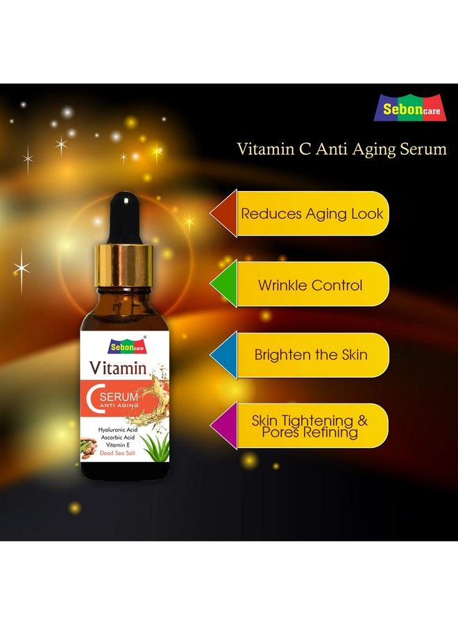 SebonCare Vitamin C Serum For Face Enrich With Hyaluronic Acid Vitamin E Tamarind Extract Aloevera Extract Dead Sea Salt For Brightening Anti Ageing Wrinkle Control 10Ml - Image 4
