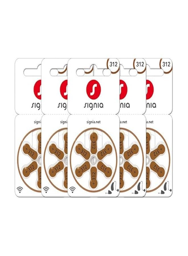 Signia Hearing Aid Batteries| Size 312, Pack of 30 Batteries |5 Strips| - Image 1