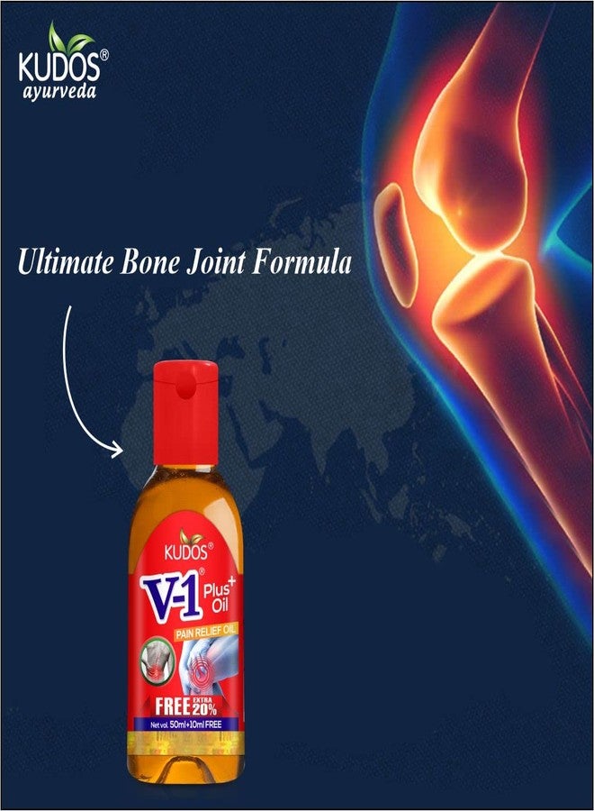 Kudos V-1 Plus Pain Relief Oil | For Exclusive Blend for Bones & Joints | 50ml + 10ml Free | Pack of 3 - Image 5