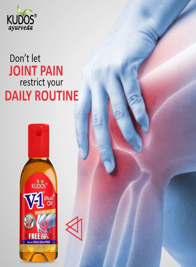 Kudos V-1 Plus Pain Relief Oil | For Exclusive Blend for Bones & Joints | 50ml + 10ml Free | Pack of 3 - Image 2
