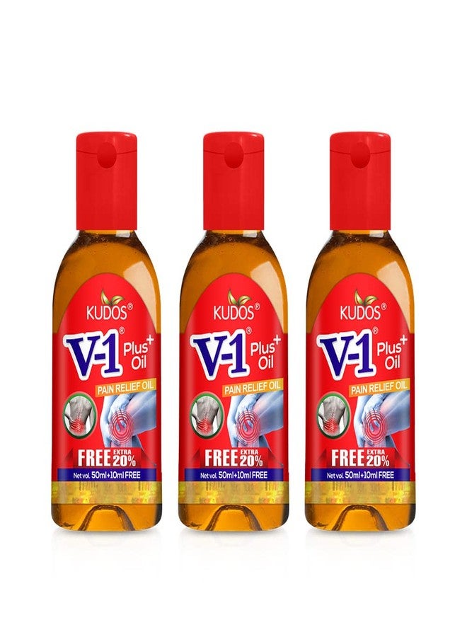 Kudos V-1 Plus Pain Relief Oil | For Exclusive Blend for Bones & Joints | 50ml + 10ml Free | Pack of 3 - Image 1