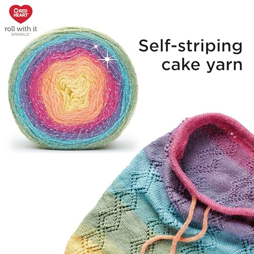 Red Heart Roll with It Sparkle Pixie Yarn 3 Pack of 150g53oz Acrylic Blend 4 Medium Worsted 561 Yards KnittingCrochet - Image 3