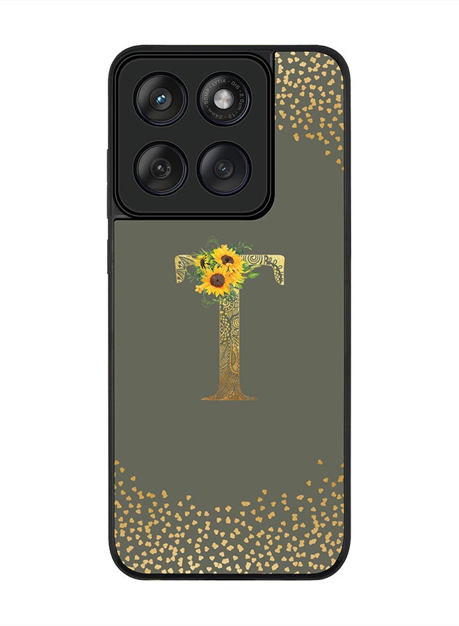 Stylizedd For Motorola MOTO Edge 60 Fusion/ Edge 60 Case,Slim fit Camera Protection, Shockproof Thin Phone cover  - Custom Floral Monogram - T  (Olive Green ) - Image 1