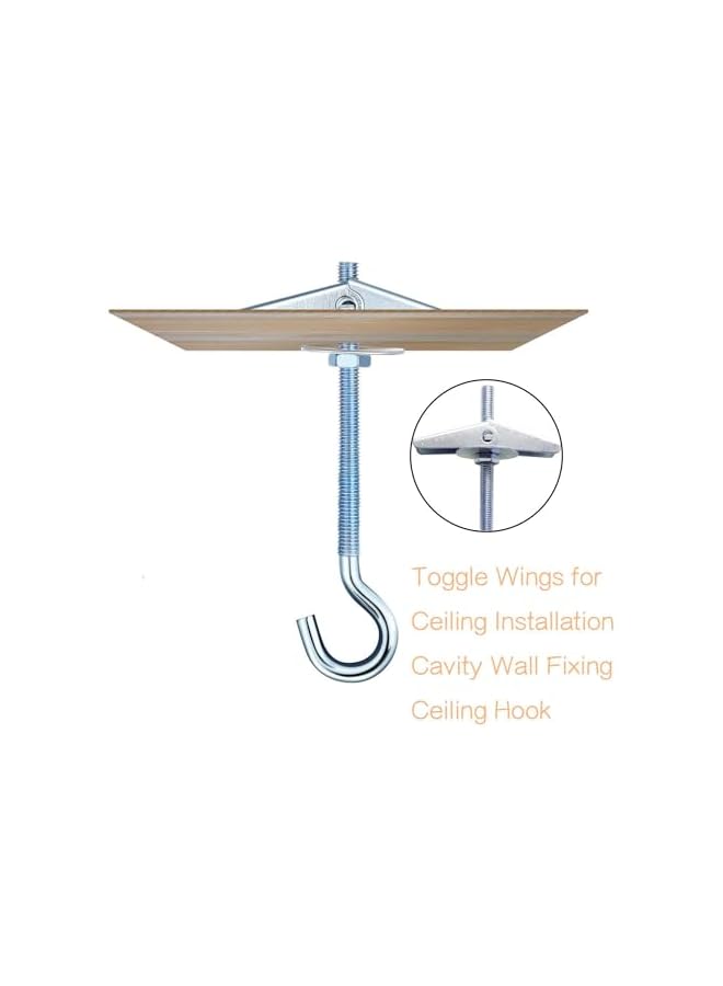 promass 8 Pcs Ceiling Hooks, Ceiling Hooks for Hanging Plants, Plant Hooks Toggle Hooks with Screws and Toggle Wings for Ceiling Installation Wall Fixing - Image 2