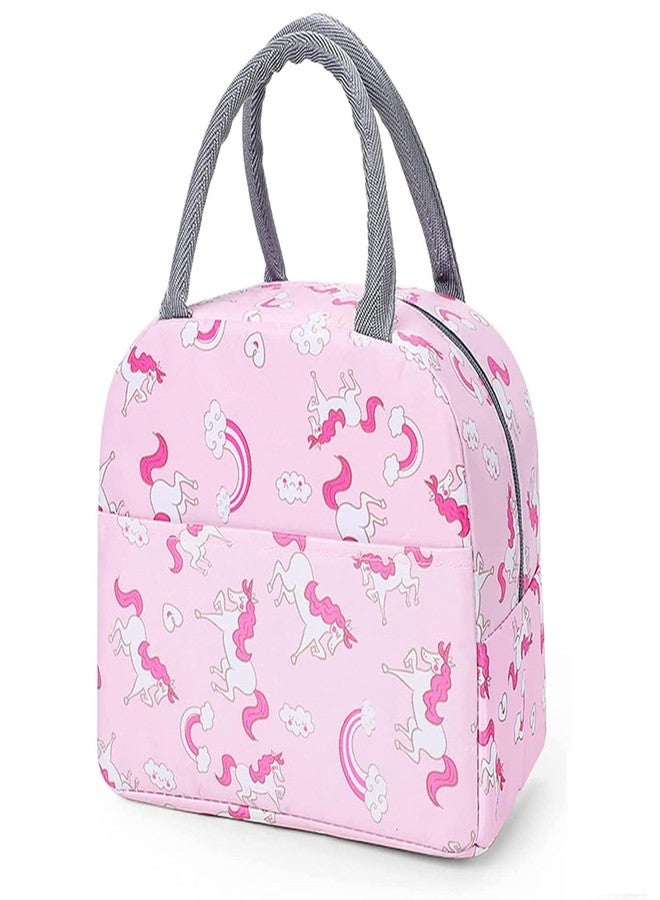 BAOER Lunch Bags Small for Women Work, Student Kids to School, Picnic Organizer Portable and Reusable (Pink Unicorn),5 Litre - Image 1