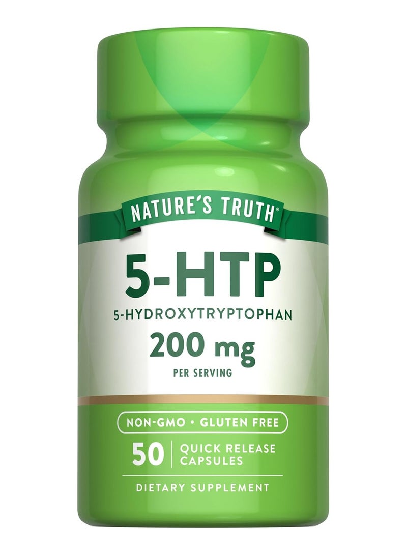 نايتشورز تروث حقيقة الطبيعة 5HTP | 50 عدد | 5 هيدروكسي تريبتوفان | مكمل غذائي غير معدّل وراثيًا وخالي من الغلوتين