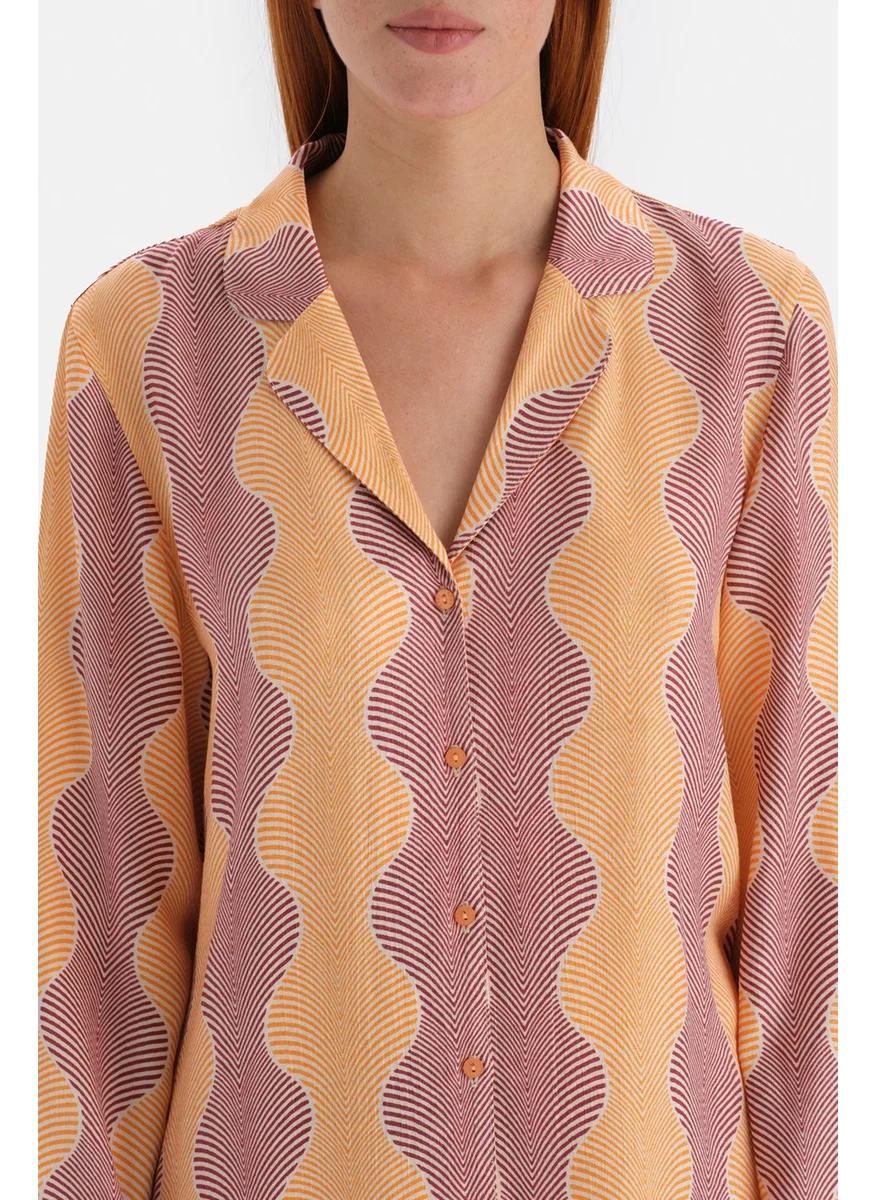 داجي Yellow Glitter Satin Shirt