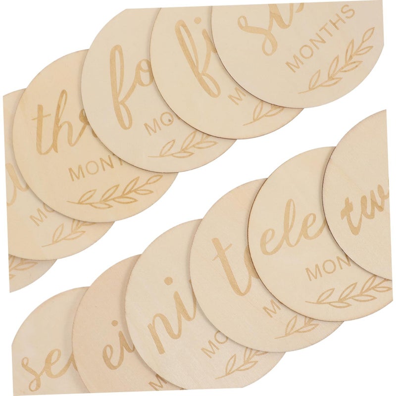 12 Pcs Wooden Photo Cards Monthly Milestone Markers For Newborn Baby Growth Photography - Image 3