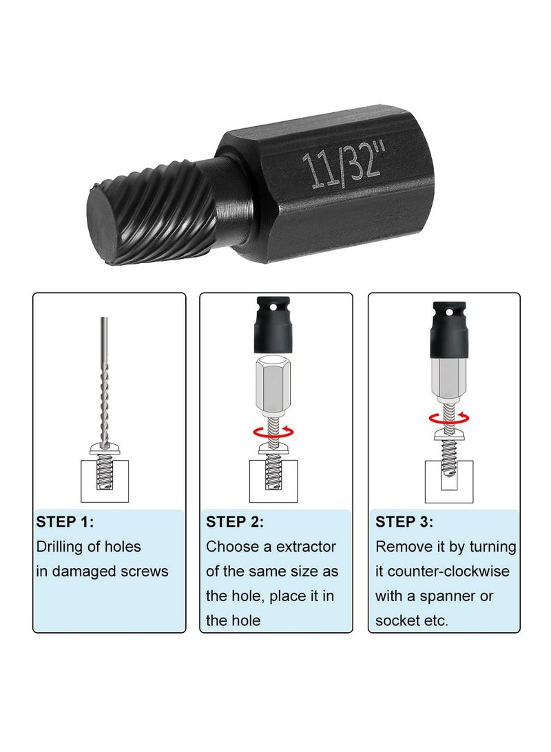 Excefore Damaged Bolt Extractor Kit, 10 Pcs Heavy-Duty Screw and Bolt Extractor Drill Bit Set, Hex Head Bolt Extractor Set, Easy Removal of Rusty and Broken Bolts for Automobile Repair - Image 4