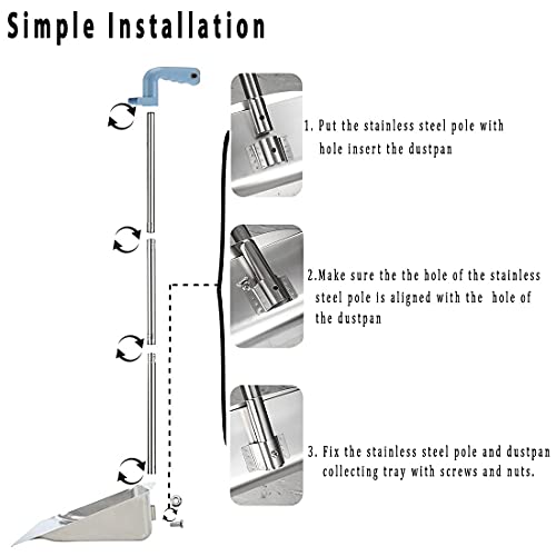 YONILL Dust Pans with Long Handle - Metal Upright Dustpan Heavy Duty, 35" Long Handled Stand Up Dustpans for Lobby, Garage, Home and Yard (Dustpan only) - Image 5