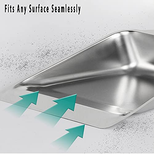 YONILL Dust Pans with Long Handle - Metal Upright Dustpan Heavy Duty, 35" Long Handled Stand Up Dustpans for Lobby, Garage, Home and Yard (Dustpan only) - Image 2